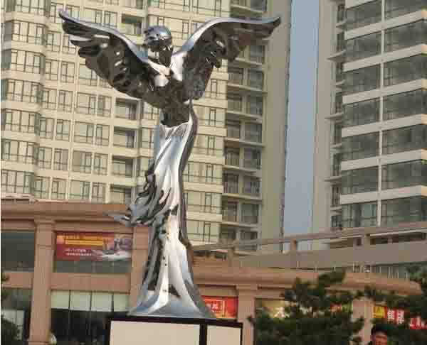 广东江门酒店广场不锈钢舞蹈女性天使雕塑
