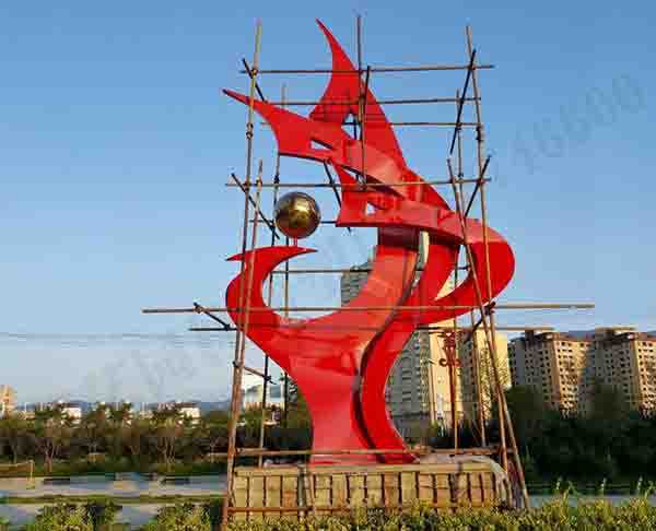 山西晋城小区大型抽象不锈钢雕塑——凤凰