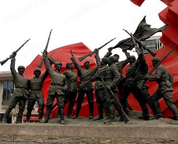 革命展示起义成功主题红色人物铜雕塑
