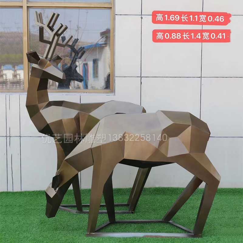 不锈钢园林雕塑,不锈钢鹿雕塑