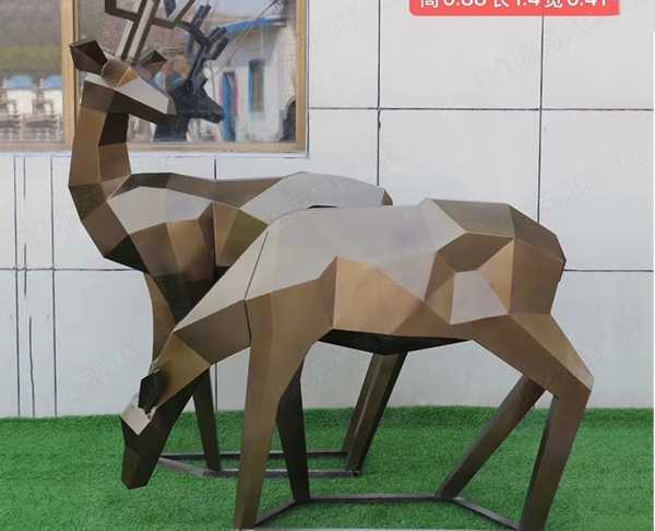 现货景观鹿摆件不锈钢园林雕塑工厂