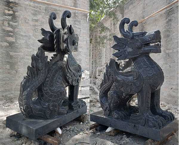 传统中式神兽麒麟及貔貅雕塑的寓意
