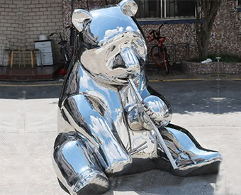 不锈钢大熊猫雕塑