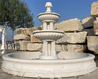 广西白户外庭院流水石雕喷泉