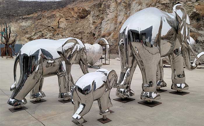 大型不锈钢大象雕塑